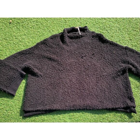 Free People Textured Cuddle Up black Oversize Sweater sz M - Picture 4 of 10